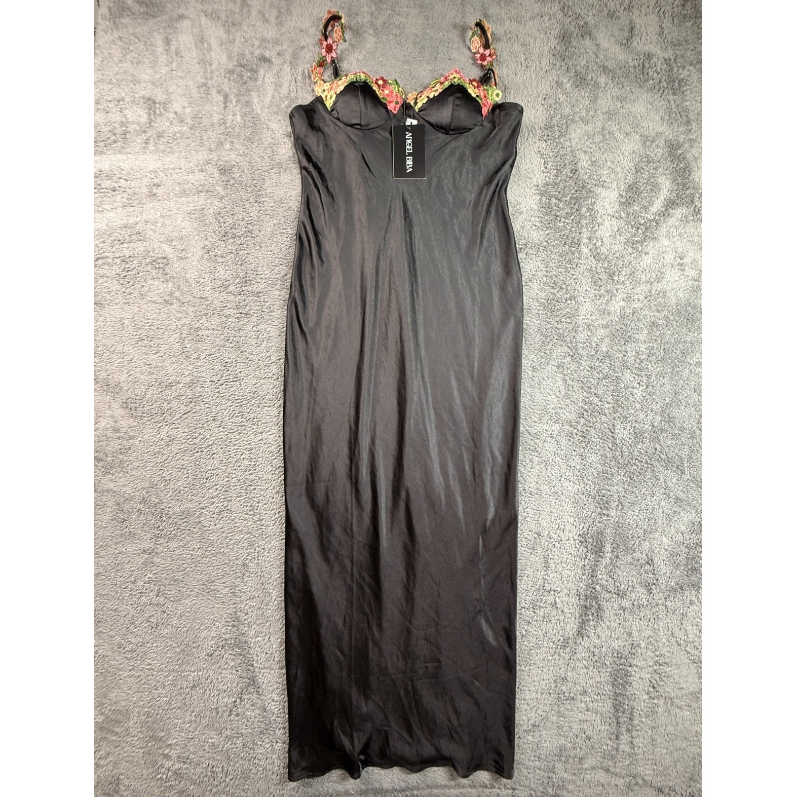 Angel Biba Showpo Harmony Floral Embroidered Cowl Bust Satin Maxi Dress Nwt Xl